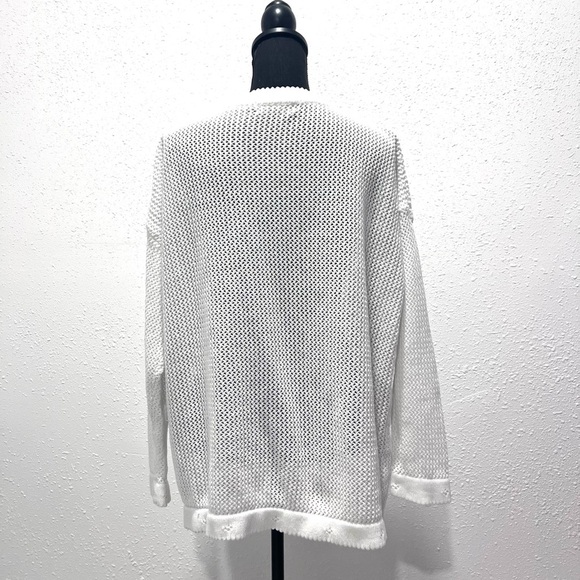 Express Tricot vintage white Floral Cardigan Sweater L - Picture 10 of 11
